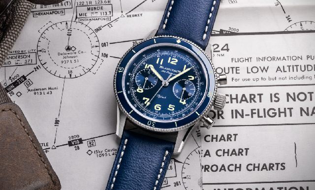 現(xiàn)代感十足！Blancpain Air Command Chronograph 藍面鈦金屬版-復(fù)刻表