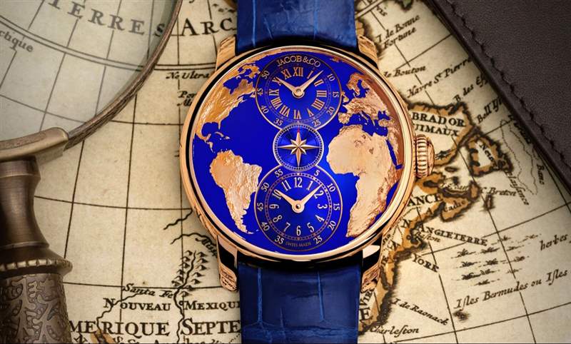 用最美的克萊因藍，圓一個志向高遠的夢：Jacobs & Co. The World is Yours兩地時間腕表-復刻表
