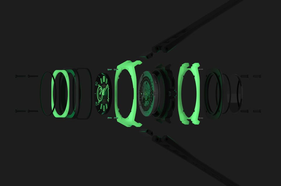 柏萊士夜光系列BR-X5 Green Lum再進化整枚表殼都會發出綠光-復刻表