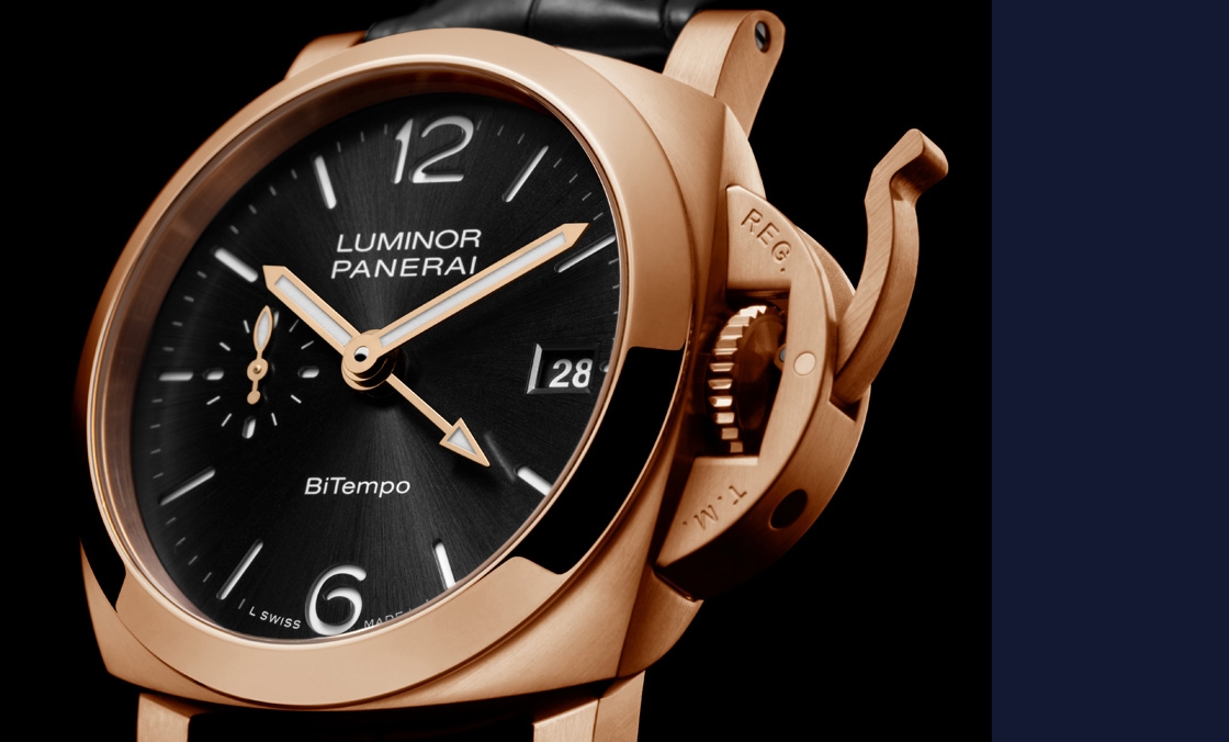 以Goldtech貴金屬材質入作！ 沛納海Luminor Quaranta BiTempo腕表再添一延伸新作PAM01641-復刻表